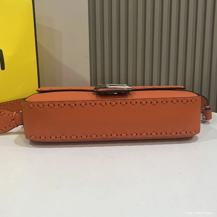 Affordable HOT Bag Selleria Orange Fendi Medium In Baguette Leather Cuoio Romano 0825